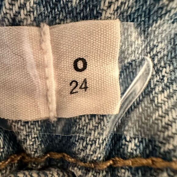 Garage Denim Low Rise Whisker Faded Distressed Light Blue Straight Jeans Size 0 - Picture 4 of 5